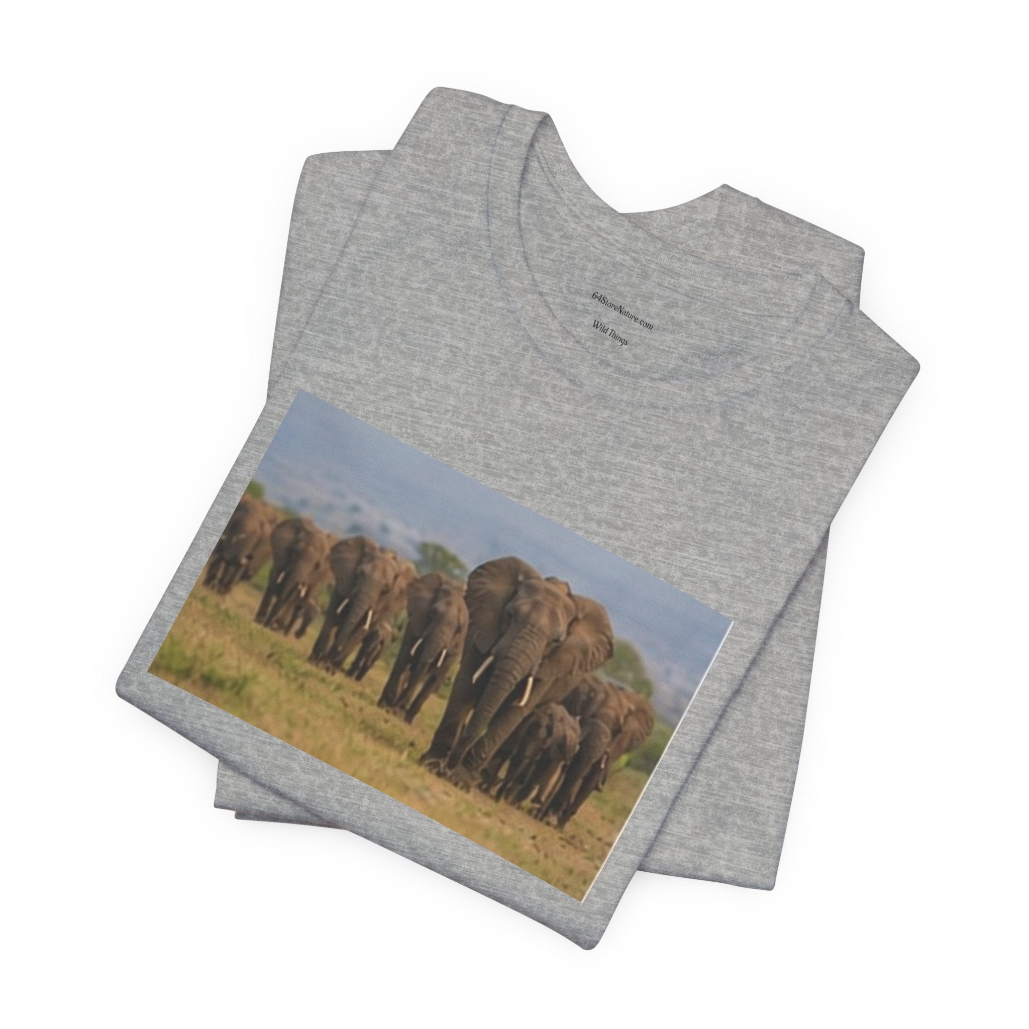 Elephant Herd Photo Tee — Wildlife Safari T‑Shirt (Front & Back Elephant Prints)