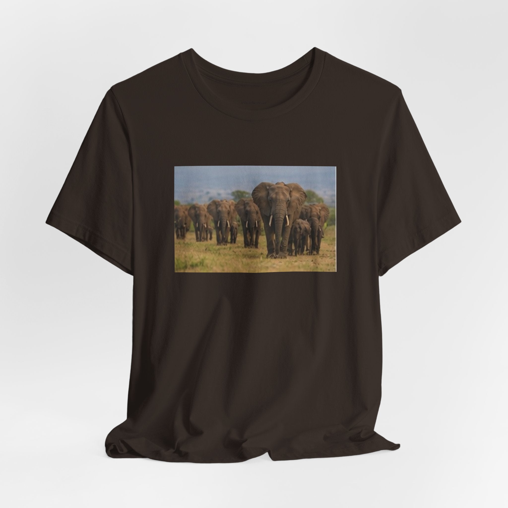 Elephant Herd Photo Tee — Wildlife Safari T‑Shirt (Front & Back Elephant Prints)