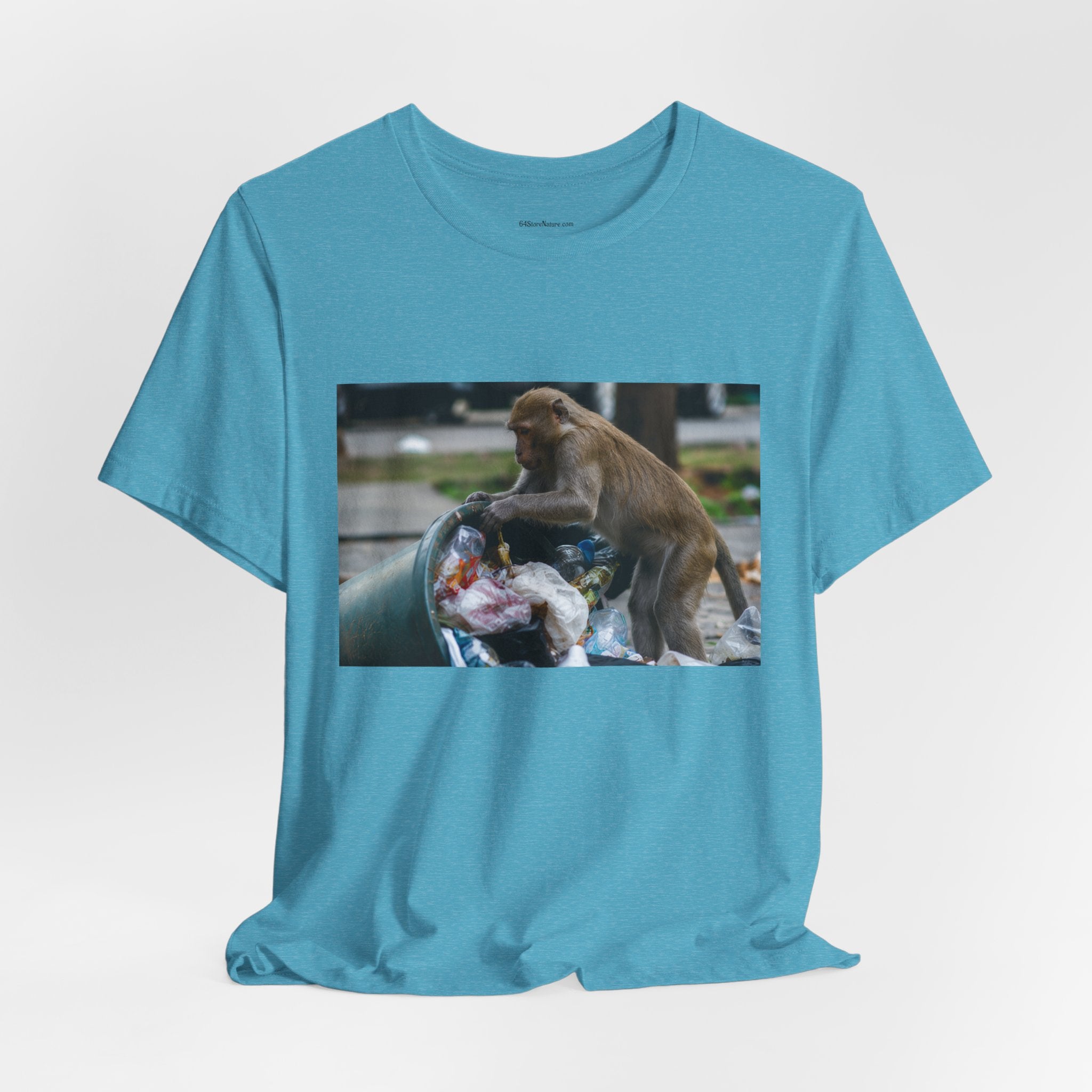 Monkey Scavenger Photo Tee — Urban Wildlife Trash-Picking T-Shirt
