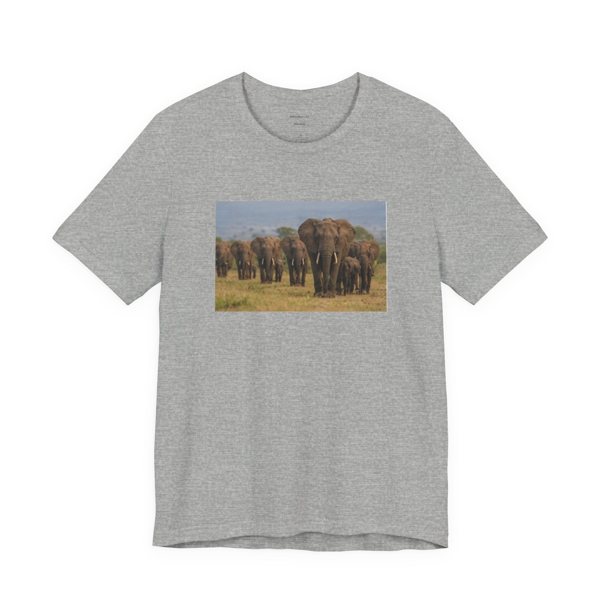 Elephant Herd Photo Tee — Wildlife Safari T‑Shirt (Front & Back Elephant Prints)