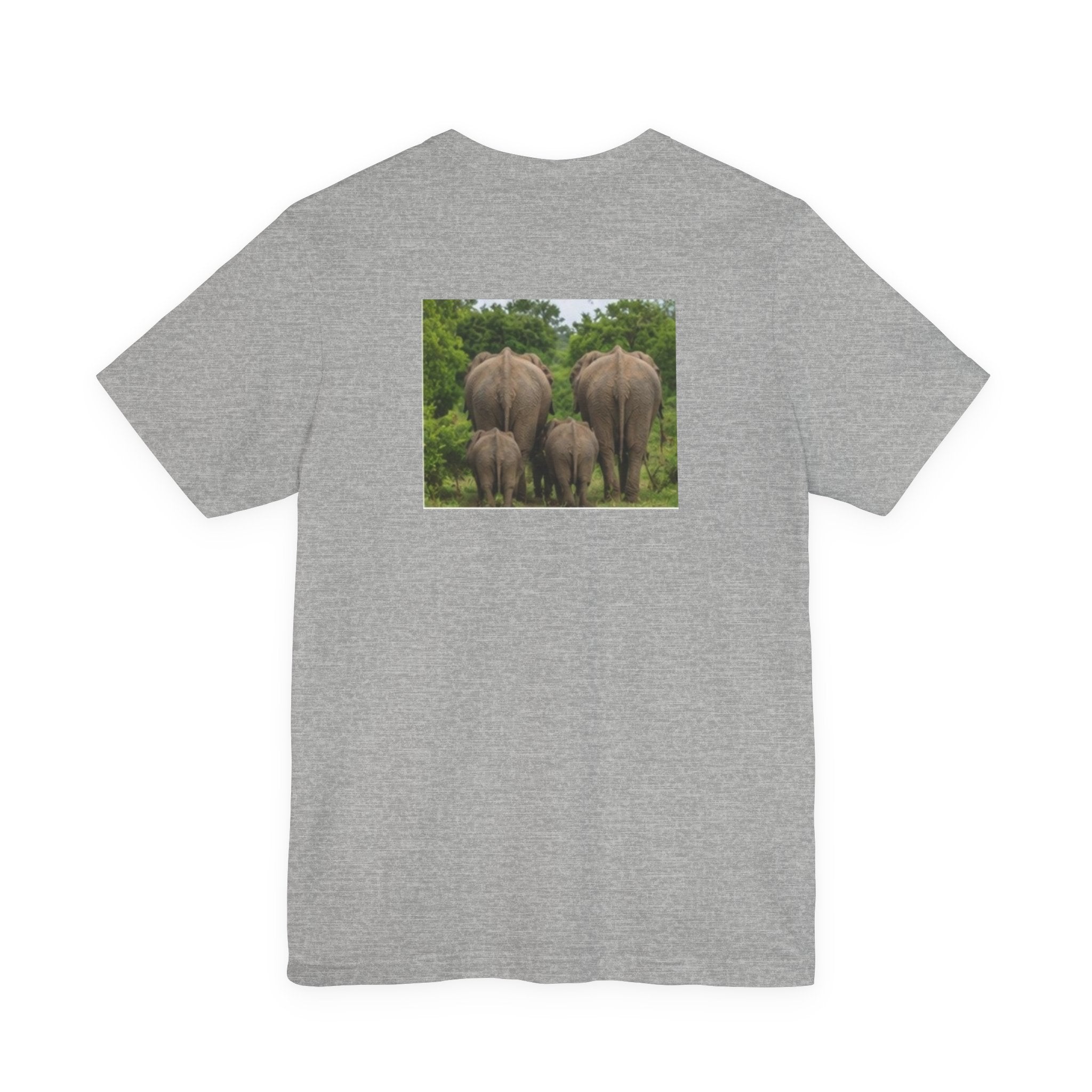 Elephant Herd Photo Tee — Wildlife Safari T‑Shirt (Front & Back Elephant Prints)