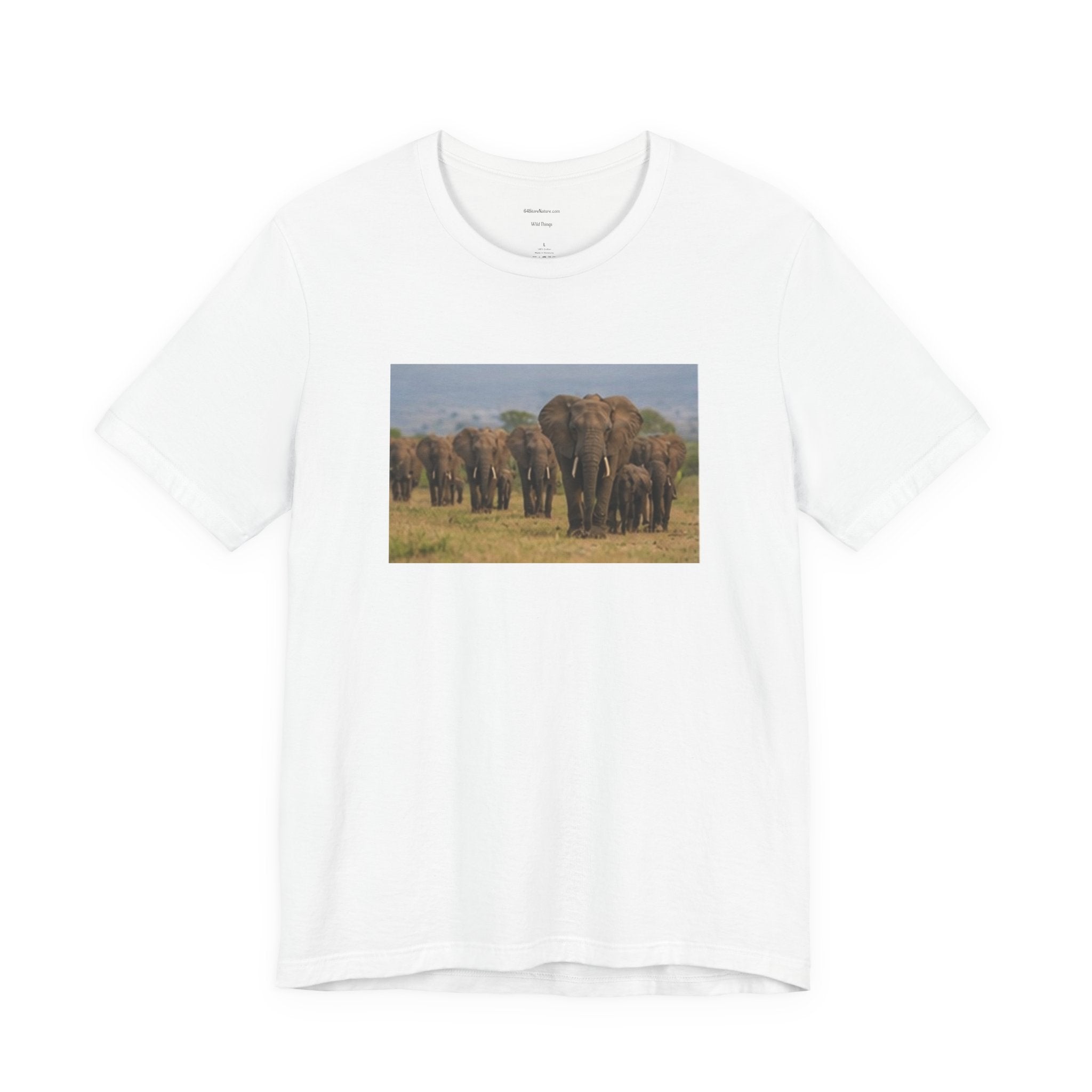 Elephant Herd Photo Tee — Wildlife Safari T‑Shirt (Front & Back Elephant Prints)