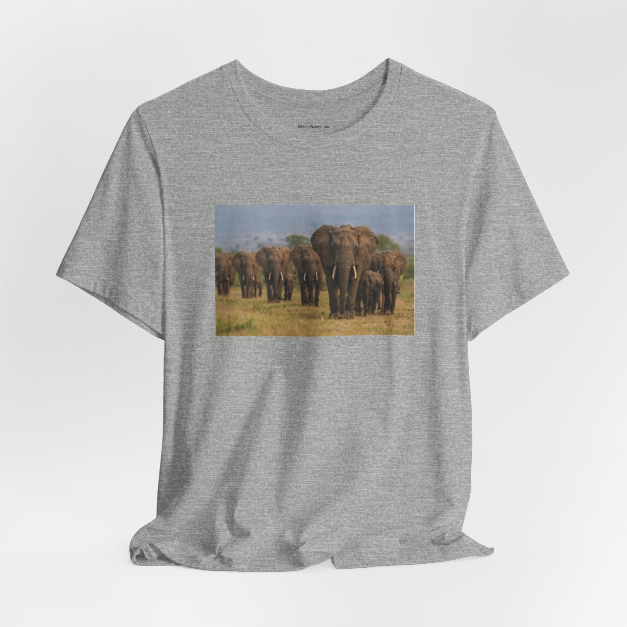 Elephant Herd Photo Tee — Wildlife Safari T‑Shirt (Front & Back Elephant Prints)