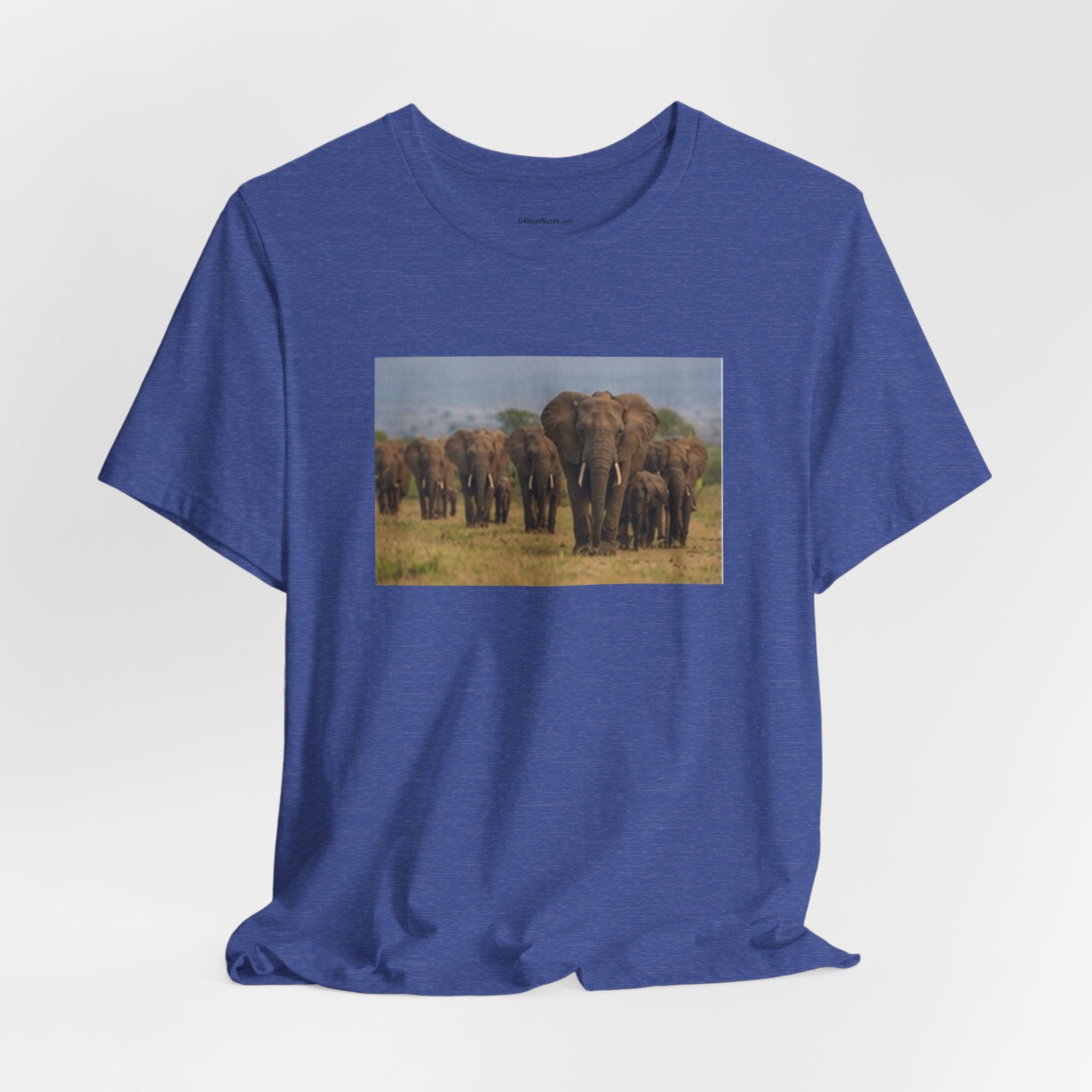 Elephant Herd Photo Tee — Wildlife Safari T‑Shirt (Front & Back Elephant Prints)