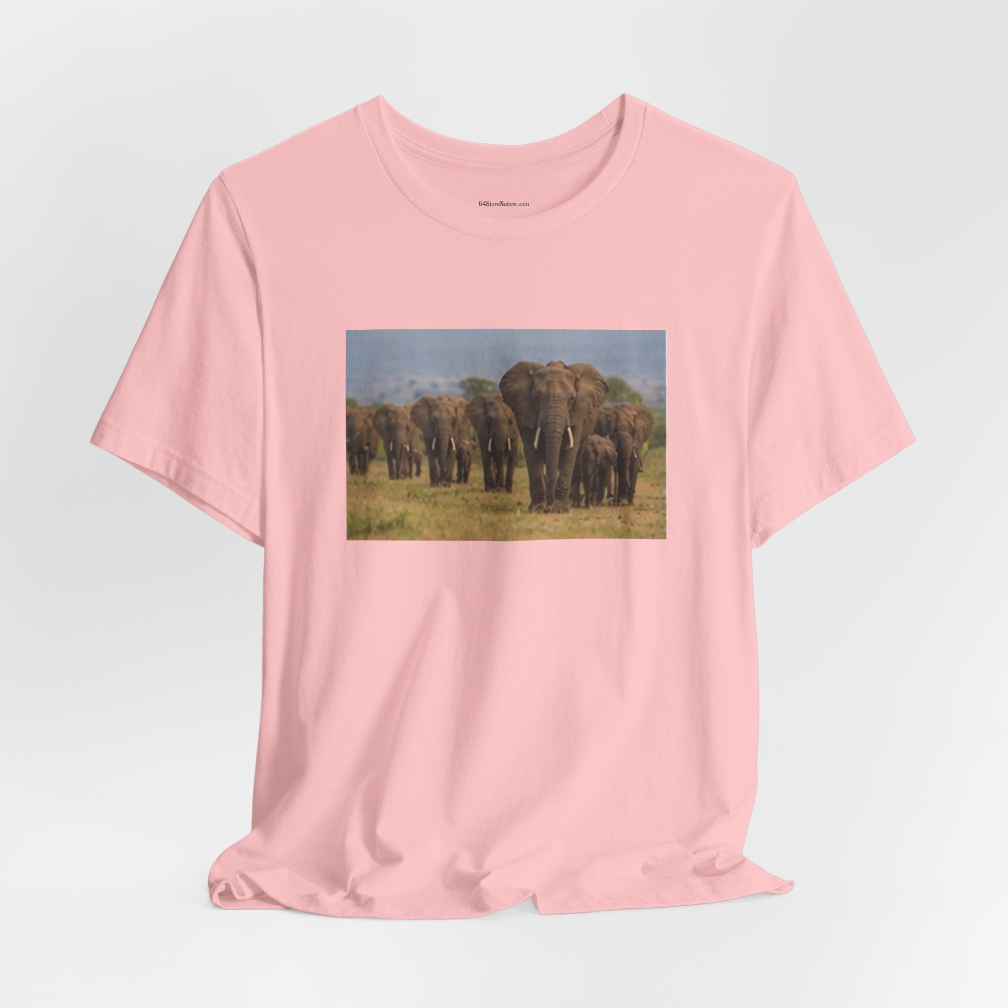 Elephant Herd Photo Tee — Wildlife Safari T‑Shirt (Front & Back Elephant Prints)
