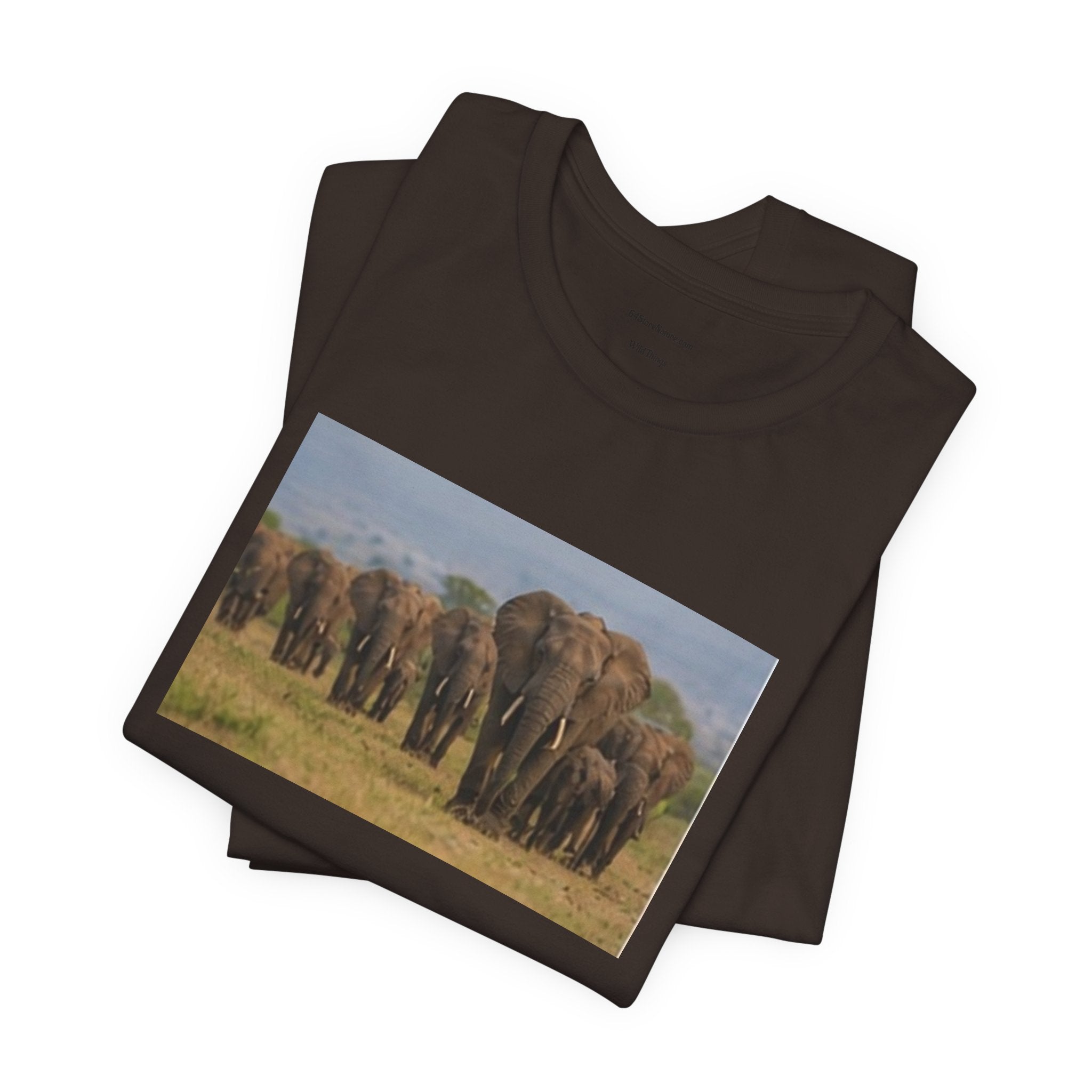 Elephant Herd Photo Tee — Wildlife Safari T‑Shirt (Front & Back Elephant Prints)