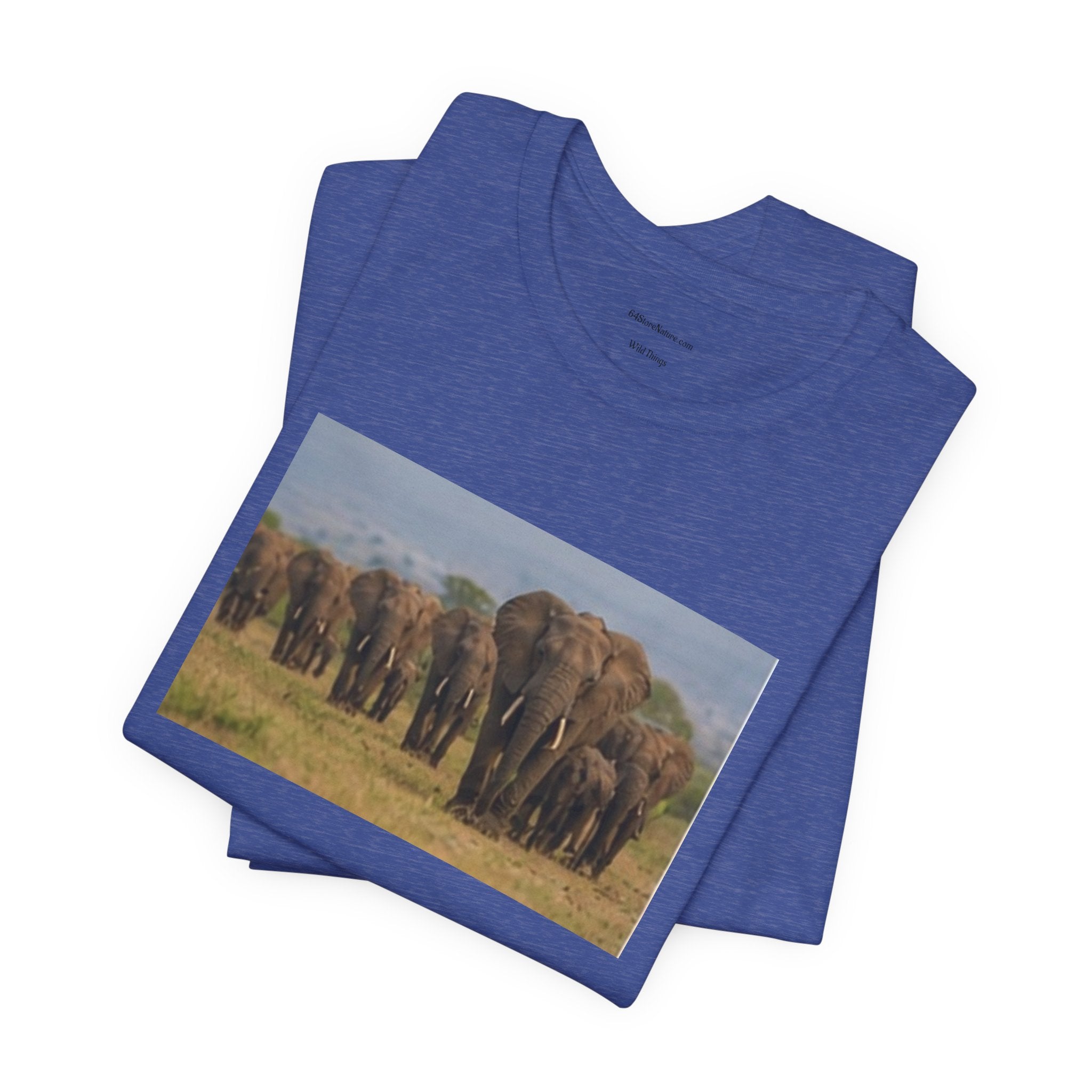 Elephant Herd Photo Tee — Wildlife Safari T‑Shirt (Front & Back Elephant Prints)