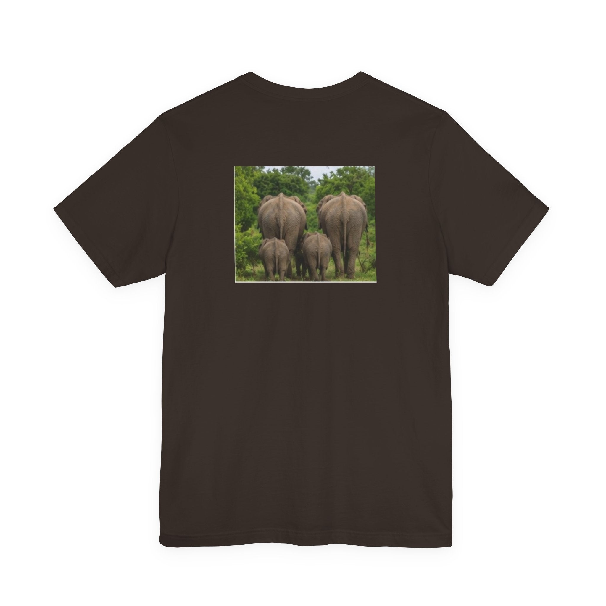 Elephant Herd Photo Tee — Wildlife Safari T‑Shirt (Front & Back Elephant Prints)