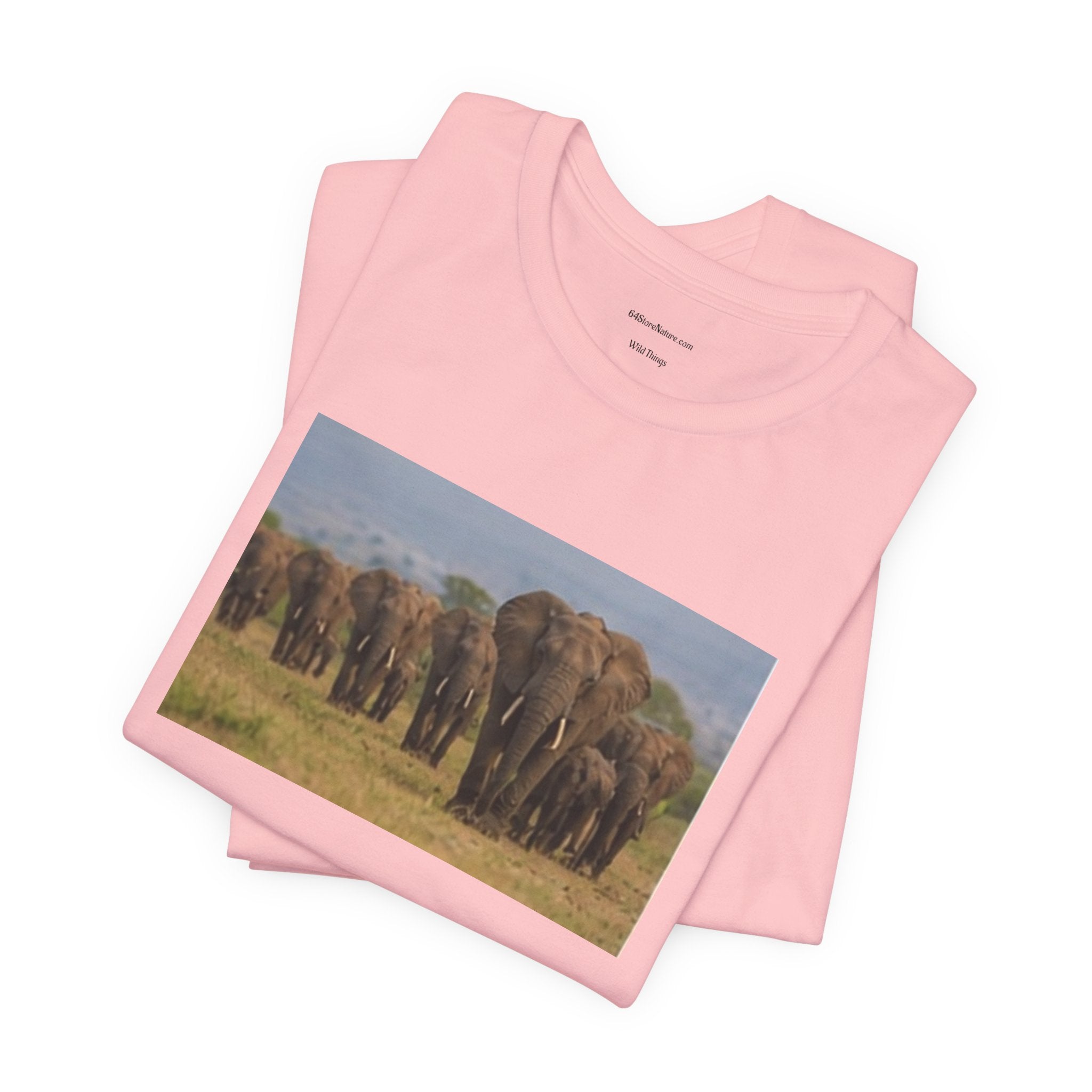 Elephant Herd Photo Tee — Wildlife Safari T‑Shirt (Front & Back Elephant Prints)