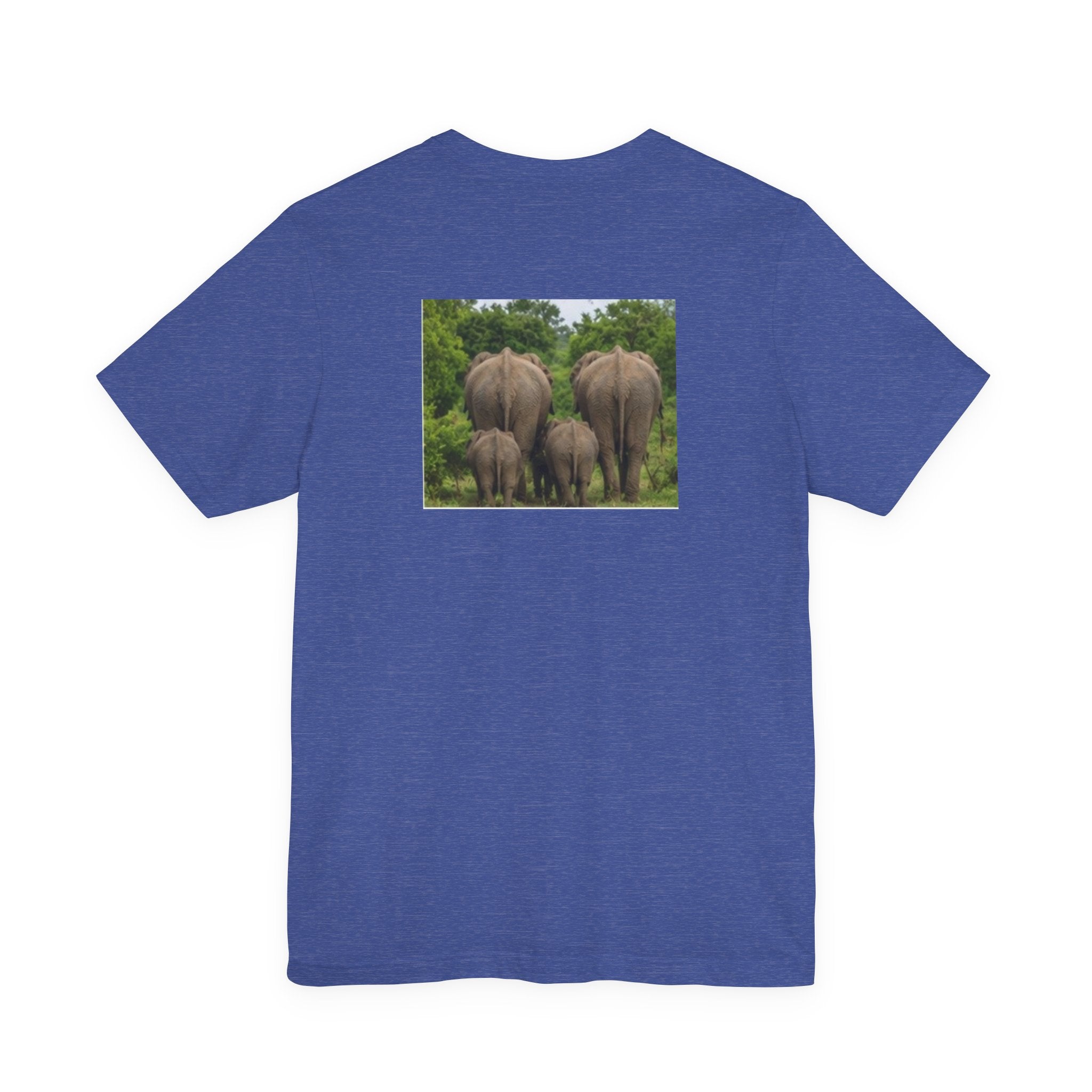 Elephant Herd Photo Tee — Wildlife Safari T‑Shirt (Front & Back Elephant Prints)