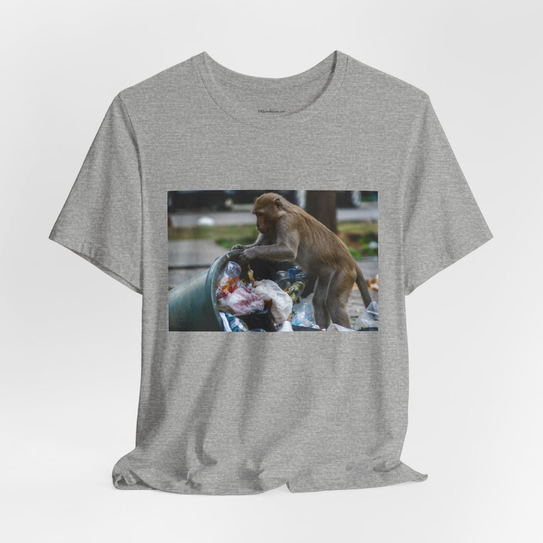 Monkey Scavenger Photo Tee — Urban Wildlife Trash-Picking T-Shirt
