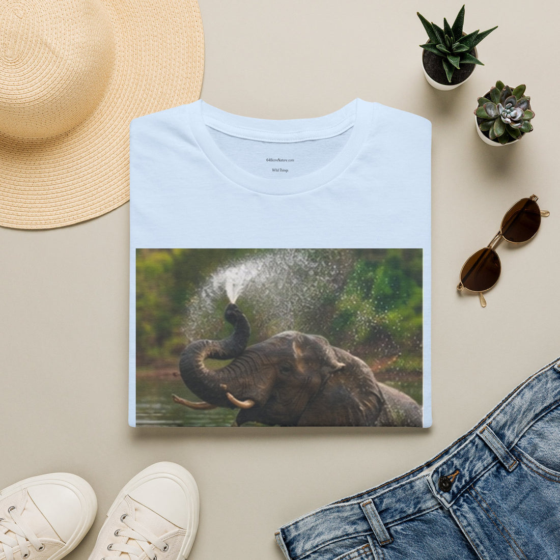 Elephant Splash T-Shirt — Playful Wildlife Graphic Tee