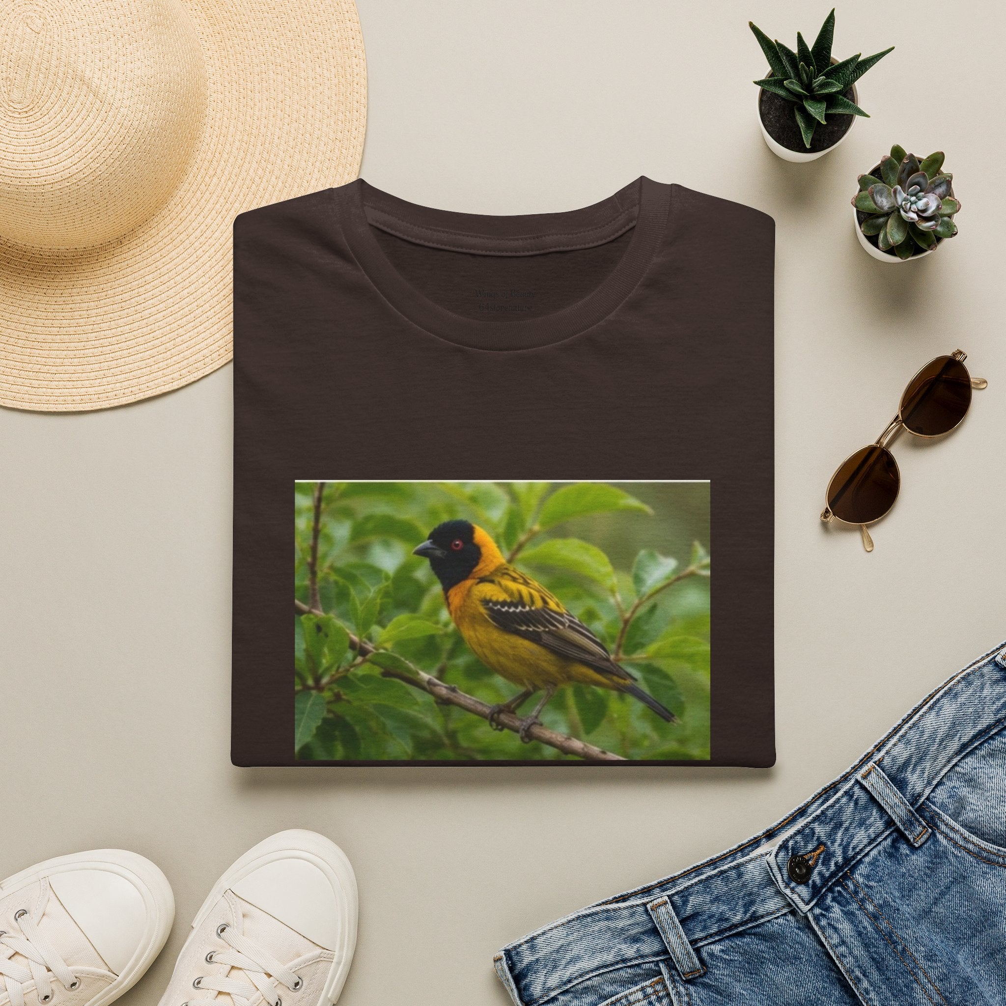 Yellow Blackbird T‑Shirt — Tropical Songbird Photo Tee