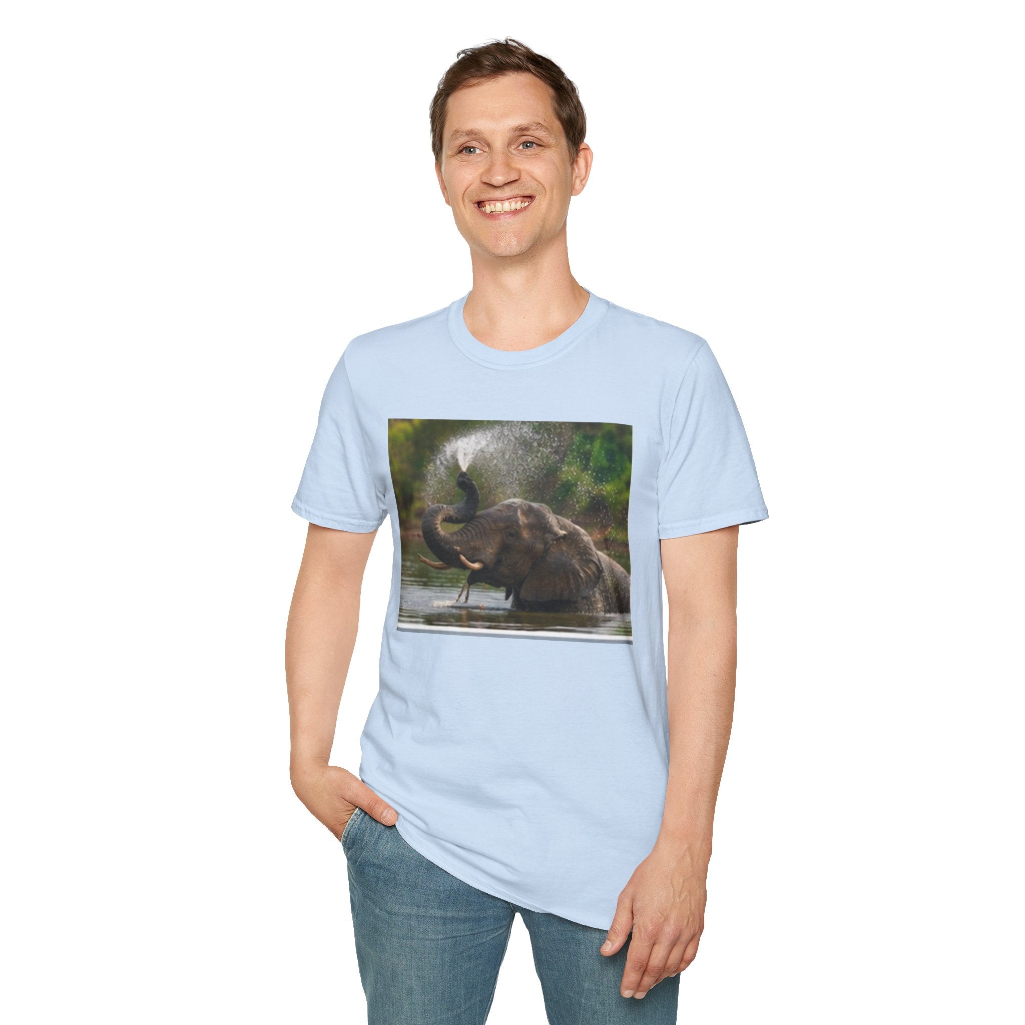 Elephant Splash T-Shirt — Playful Wildlife Graphic Tee
