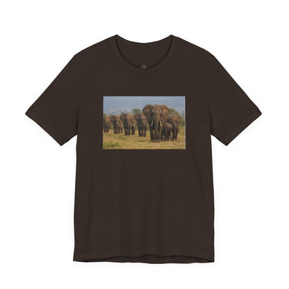 Elephant Herd Photo Tee — Wildlife Safari T‑Shirt (Front &amp; Back Elephant Prints)