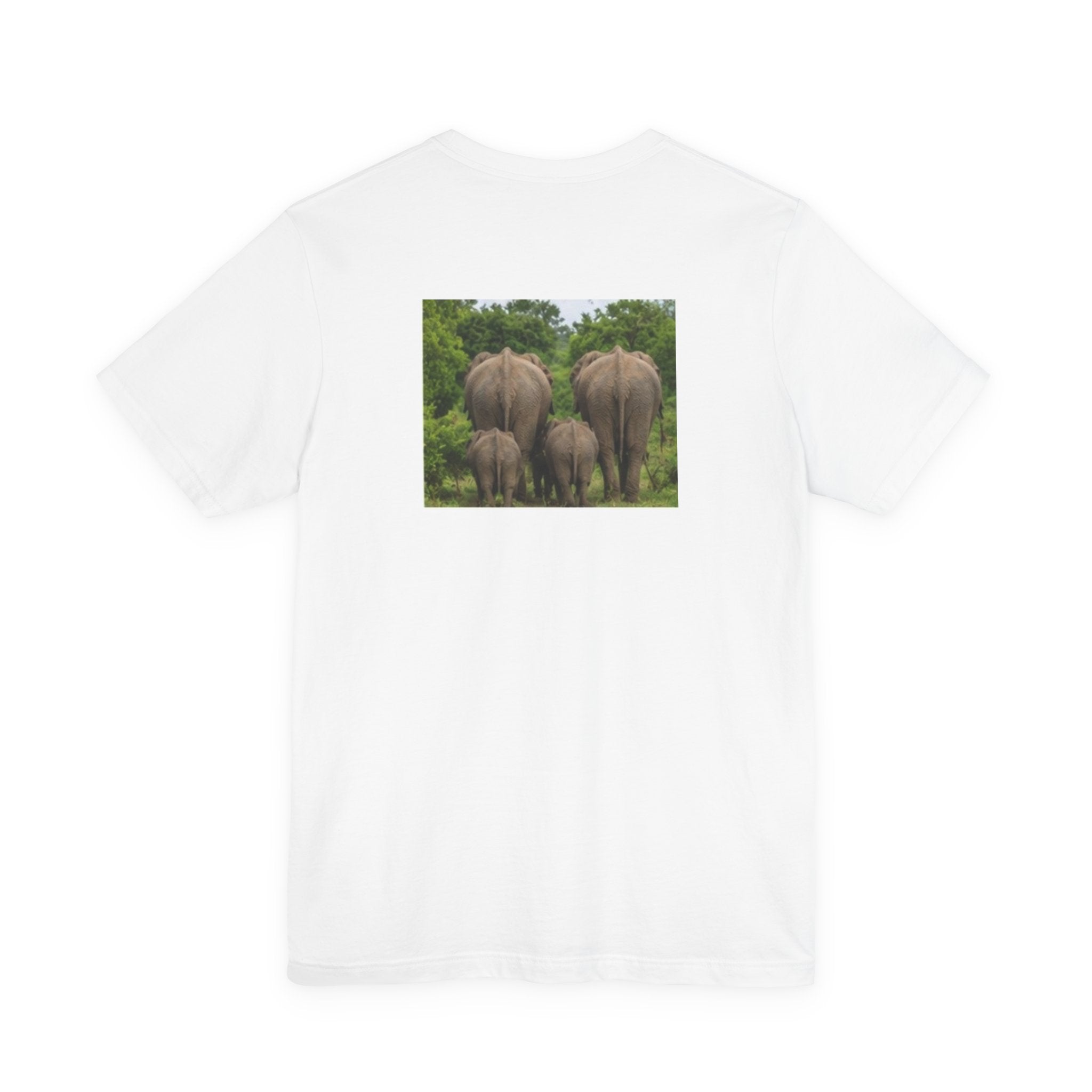Elephant Herd Photo Tee — Wildlife Safari T‑Shirt (Front &amp; Back Elephant Prints)