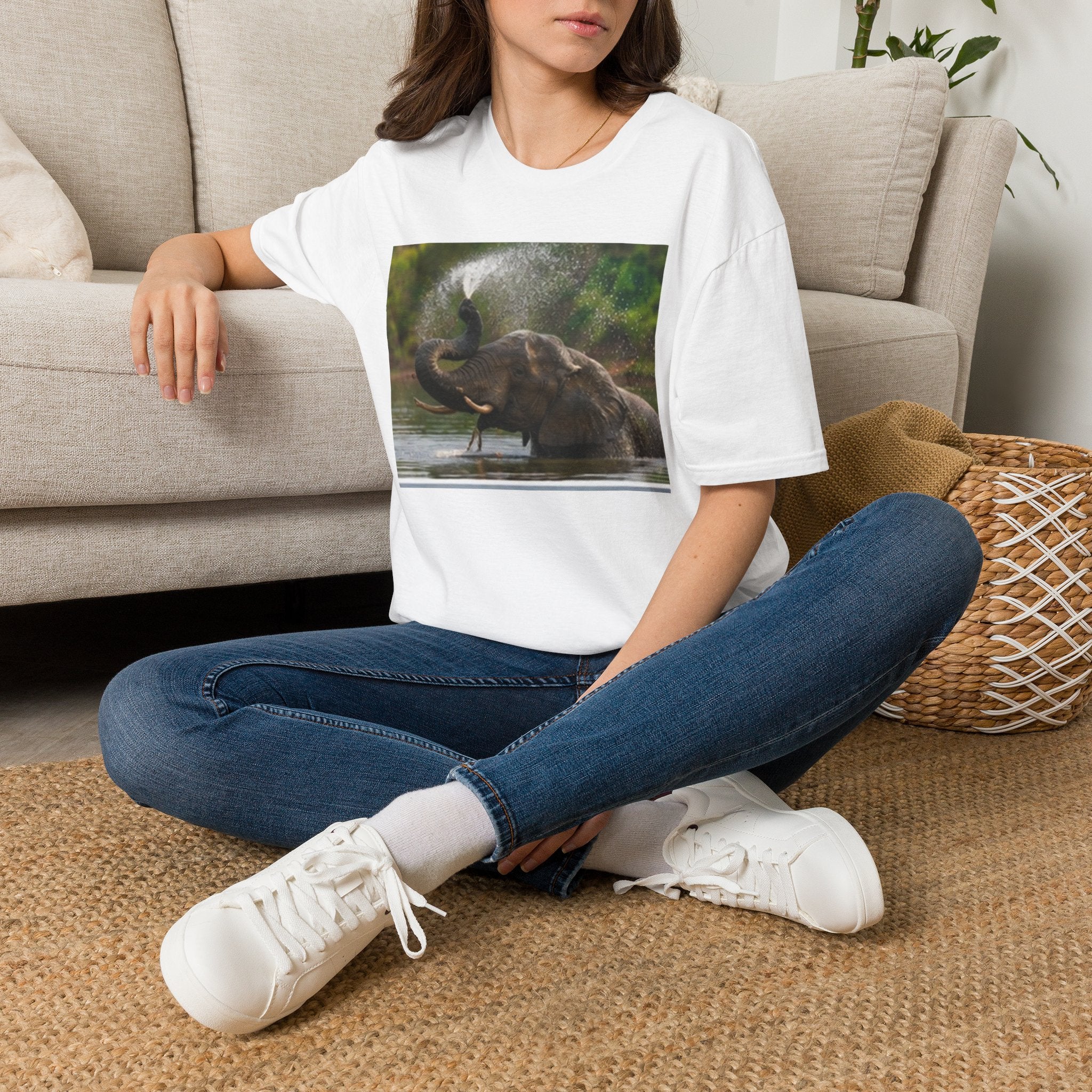 Elephant Splash T-Shirt — Playful Wildlife Graphic Tee