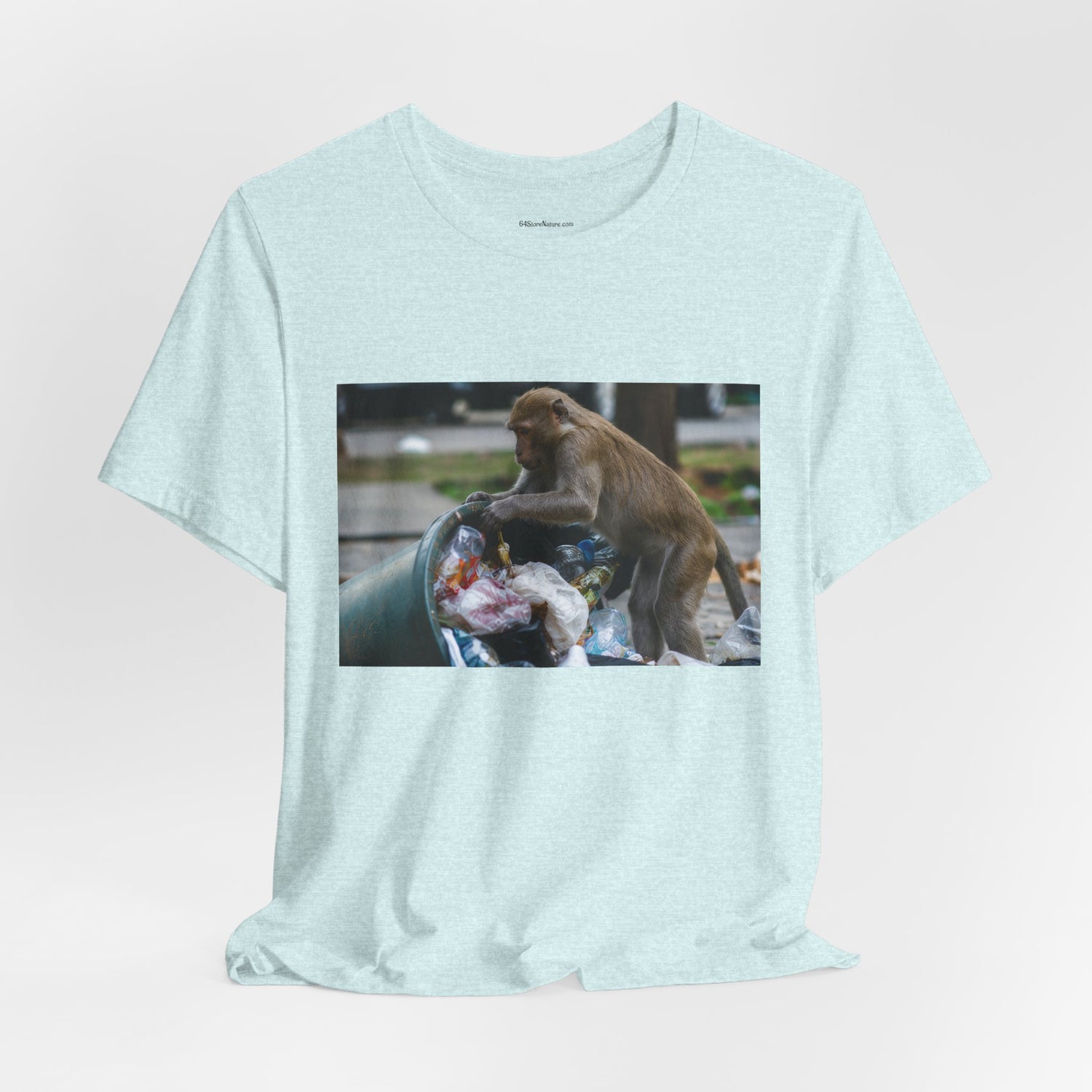 Monkey Scavenger Photo Tee — Urban Wildlife Trash-Picking T-Shirt