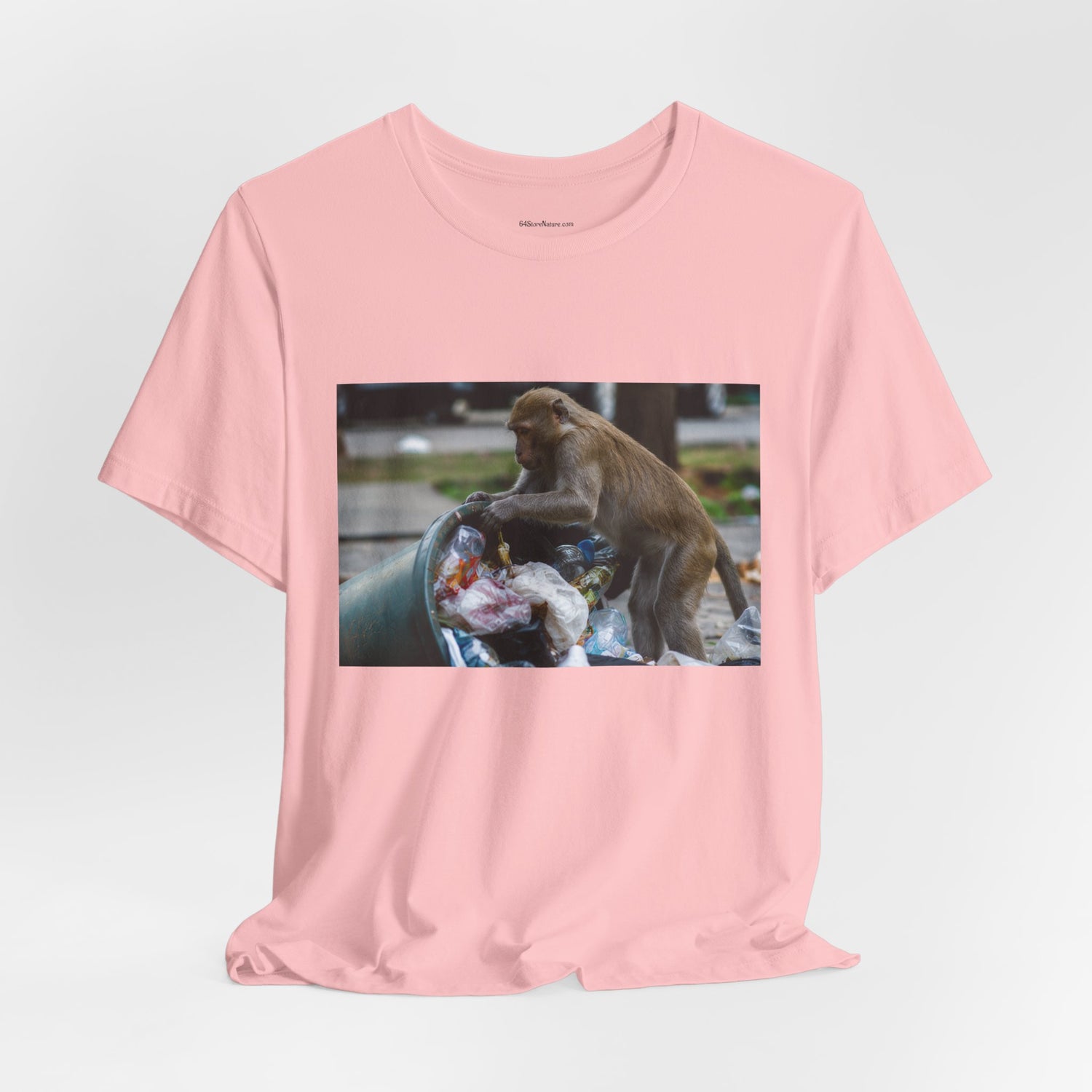 Monkey Scavenger Photo Tee — Urban Wildlife Trash-Picking T-Shirt