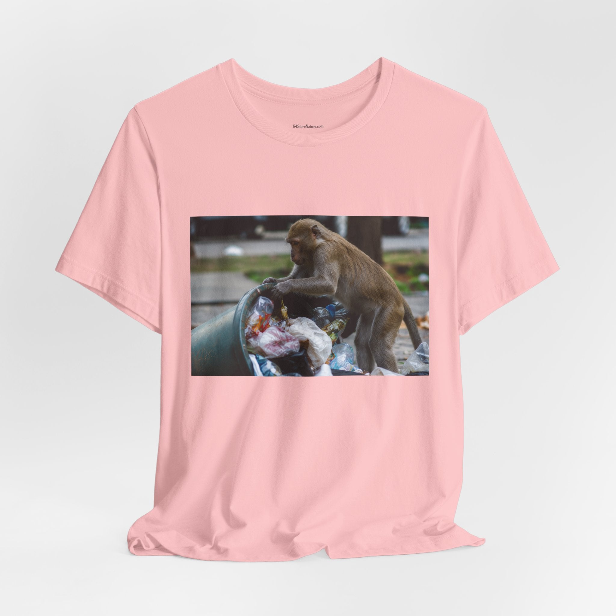 Monkey Scavenger Photo Tee — Urban Wildlife Trash-Picking T-Shirt