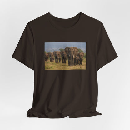 Elephant Herd Photo Tee — Wildlife Safari T‑Shirt (Front &amp; Back Elephant Prints)