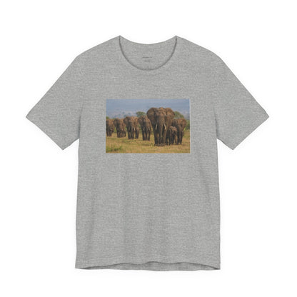 Elephant Herd Photo Tee — Wildlife Safari T‑Shirt (Front &amp; Back Elephant Prints)