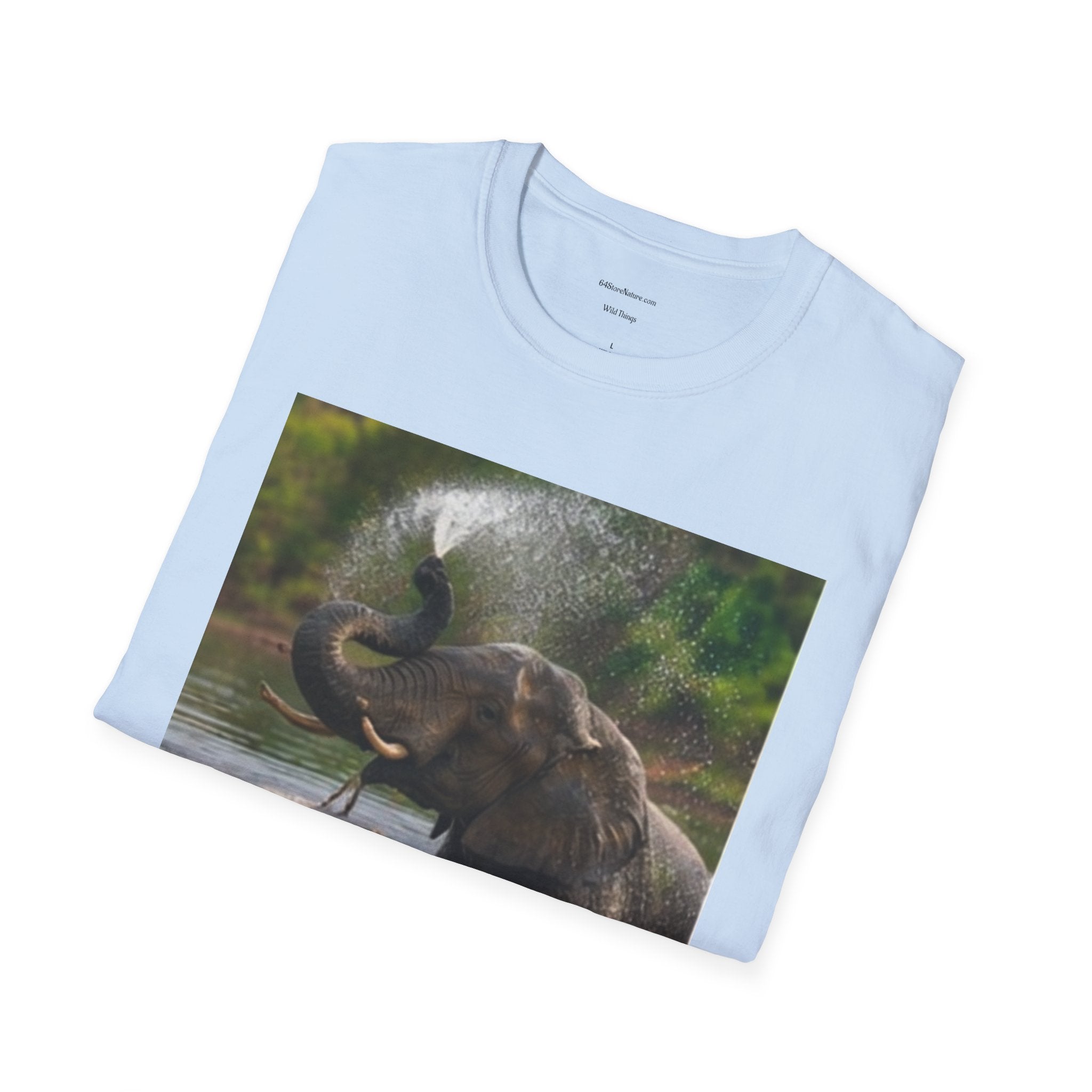 Elephant Splash T-Shirt — Playful Wildlife Graphic Tee