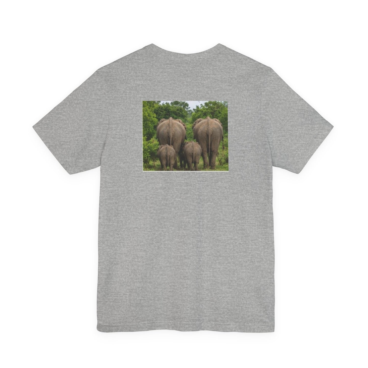 Elephant Herd Photo Tee — Wildlife Safari T‑Shirt (Front &amp; Back Elephant Prints)