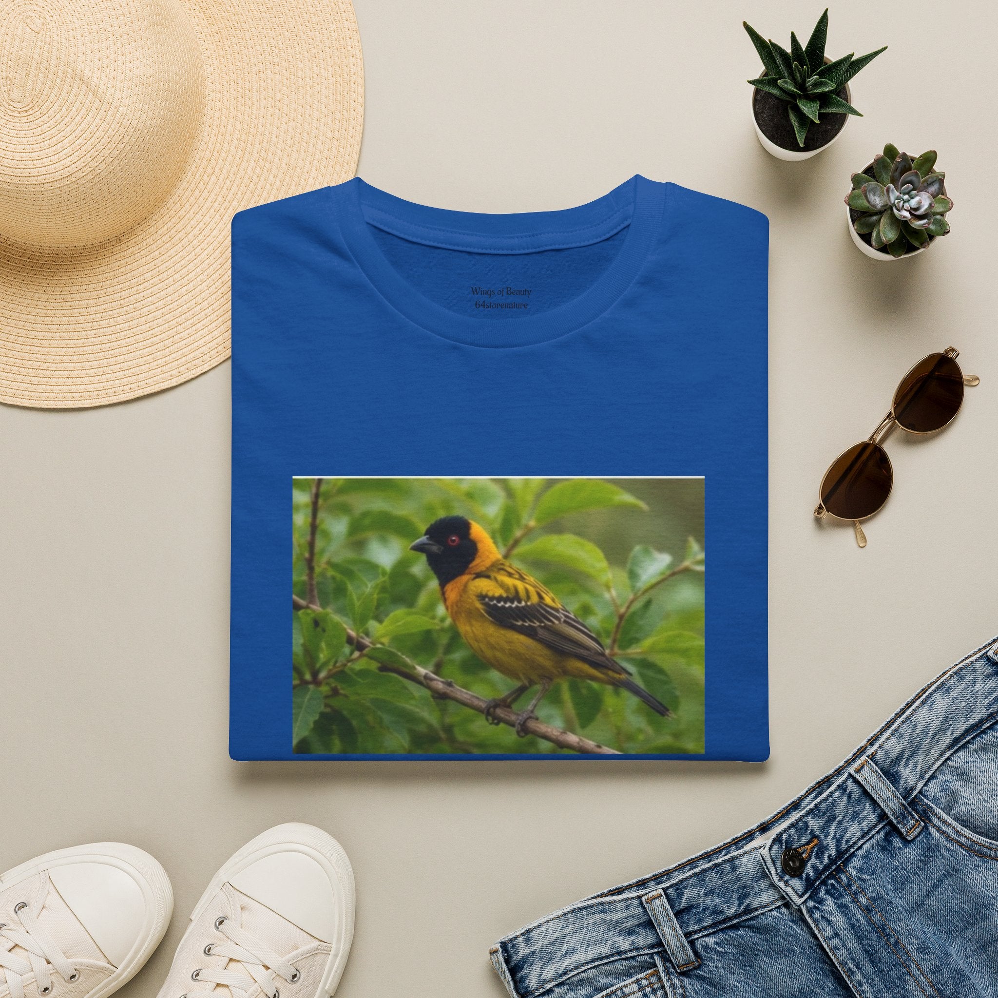 Yellow Blackbird T‑Shirt — Tropical Songbird Photo Tee