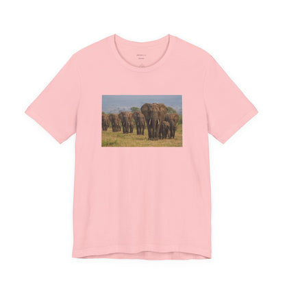 Elephant Herd Photo Tee — Wildlife Safari T‑Shirt (Front &amp; Back Elephant Prints)