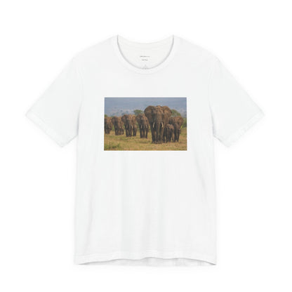 Elephant Herd Photo Tee — Wildlife Safari T‑Shirt (Front &amp; Back Elephant Prints)