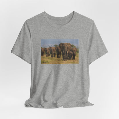 Elephant Herd Photo Tee — Wildlife Safari T‑Shirt (Front &amp; Back Elephant Prints)