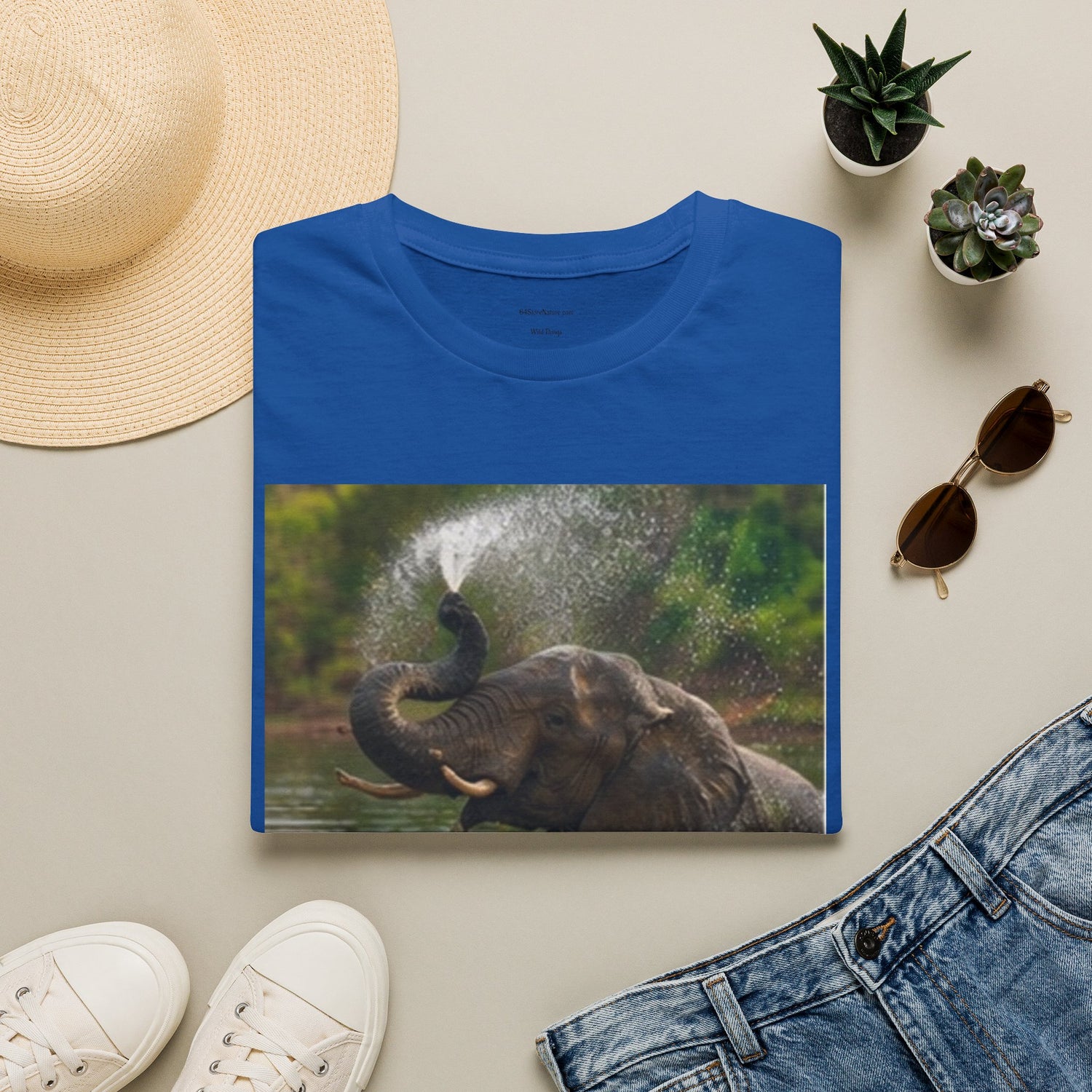 Elephant Splash T-Shirt — Playful Wildlife Graphic Tee