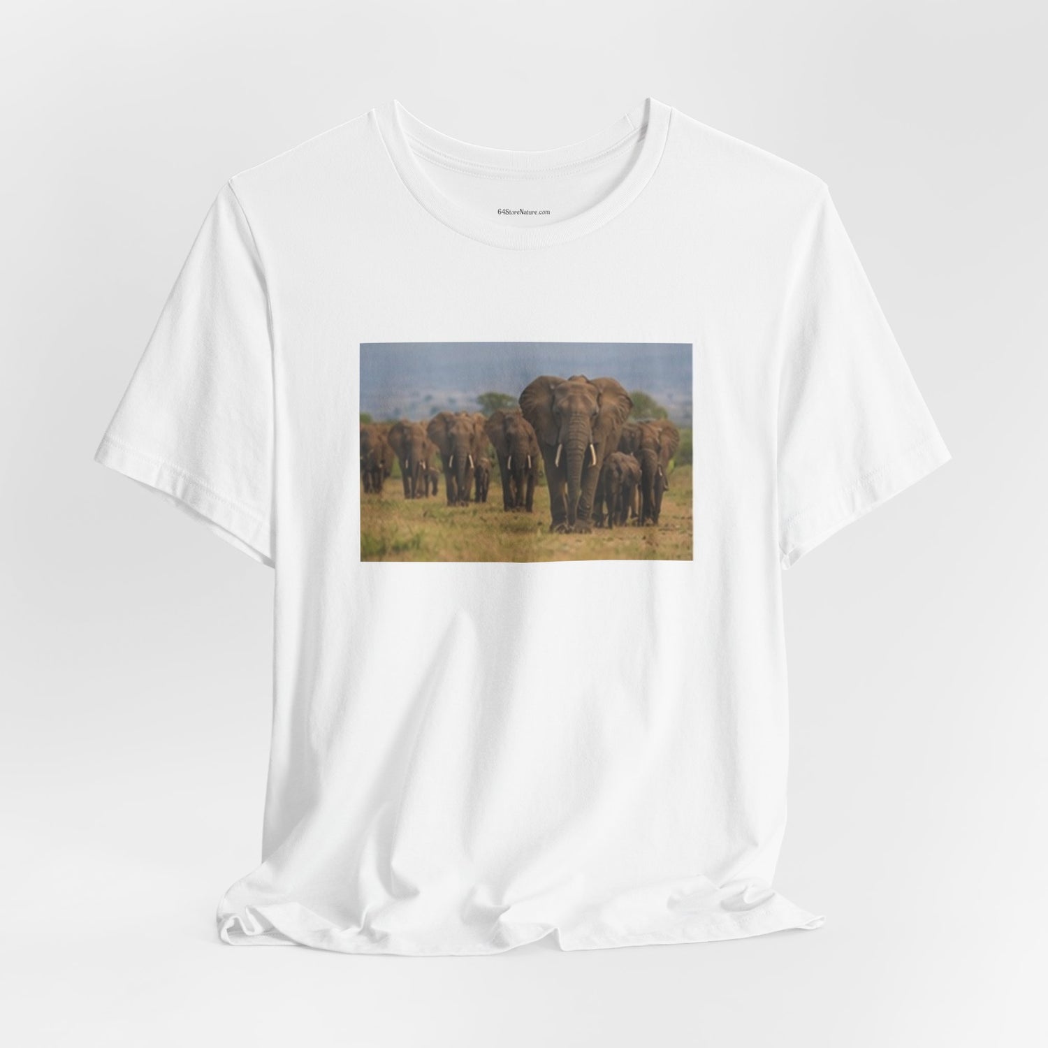 Elephant Herd Photo Tee — Wildlife Safari T‑Shirt (Front &amp; Back Elephant Prints)