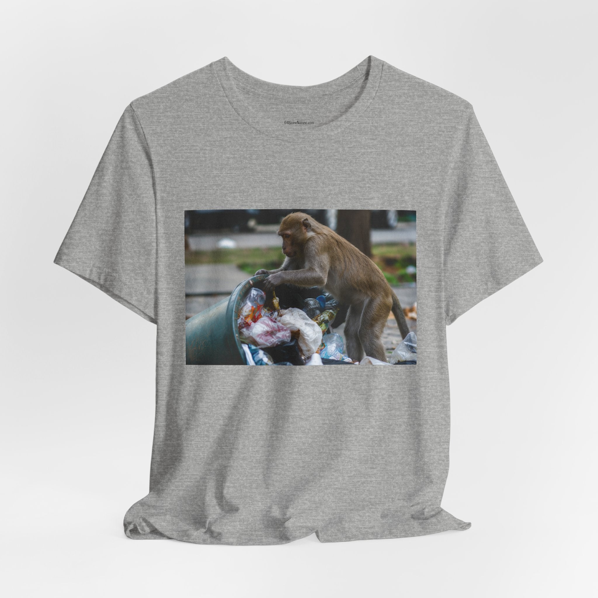 Monkey Scavenger Photo Tee — Urban Wildlife Trash-Picking T-Shirt