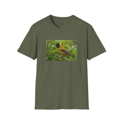 Yellow Blackbird T‑Shirt — Tropical Songbird Photo Tee