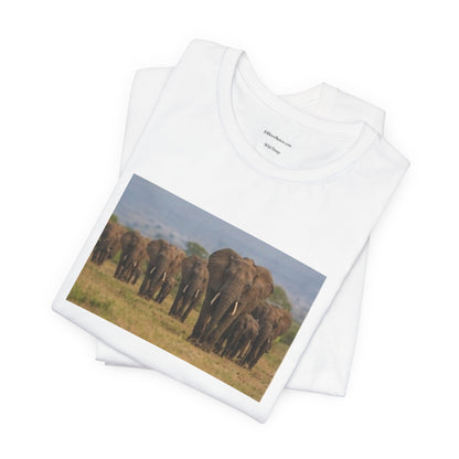 Elephant Herd Photo Tee — Wildlife Safari T‑Shirt (Front &amp; Back Elephant Prints)