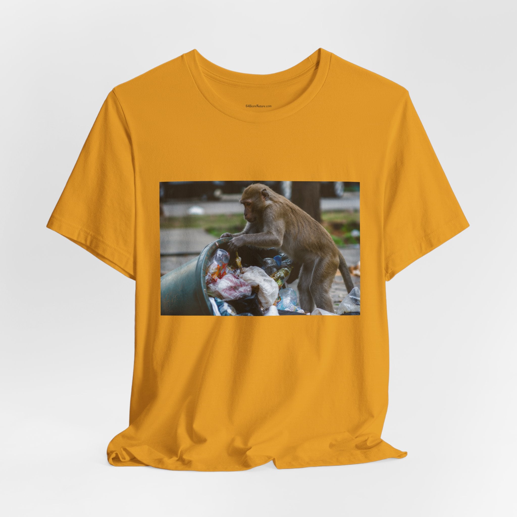 Monkey Scavenger Photo Tee — Urban Wildlife Trash-Picking T-Shirt